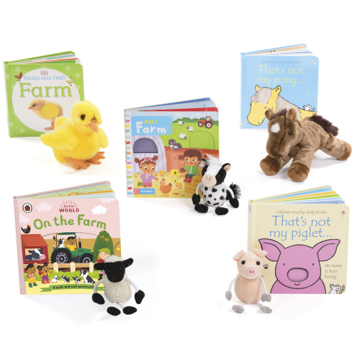 Farm Animal Stories Books and Finger Puppets Collection