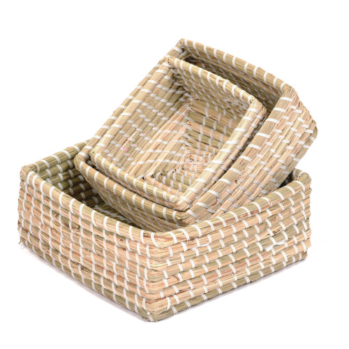 Set of Square Natural Baskets