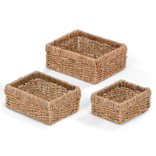 Set of Rectangular Natural Seagrass Baskets