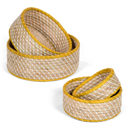 Set of Round Yellow Trim Baskets