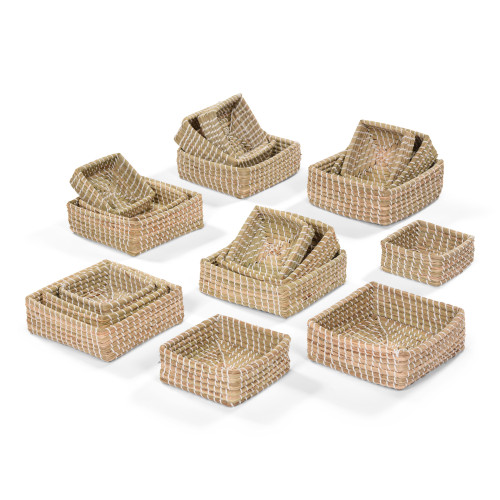 Set of x18 Natural Square Baskets for High Level Unit