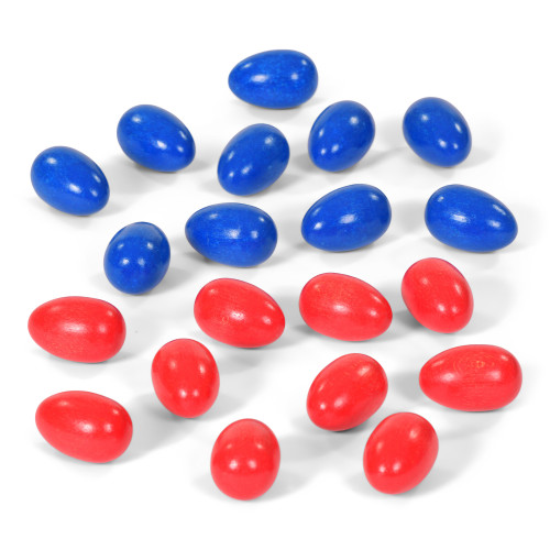 Set of Maths Blue and Red Wooden Eggs