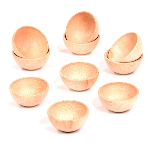 Set of 10 Small Wooden Bowls
