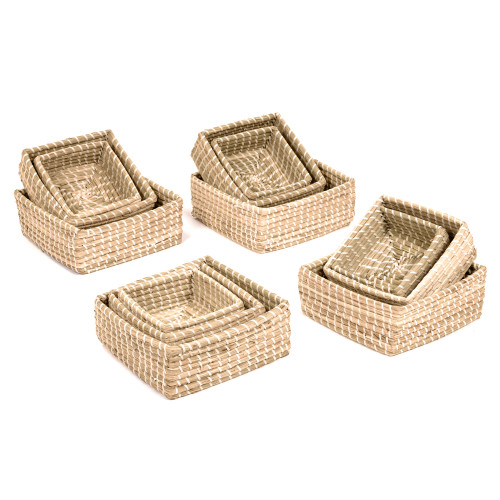 Set of 12 Natural Square Baskets for Mid Level Unit