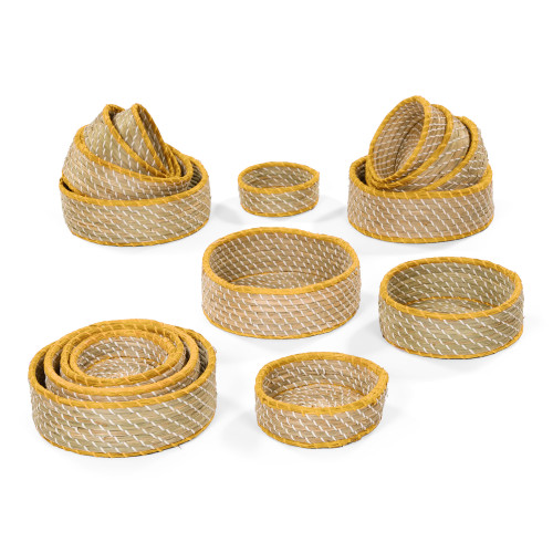 High Level Yellow Trim Round Basket Storage Set