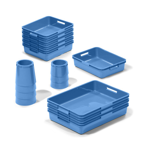 Low Level Plastic Storage Set with Pots Blue