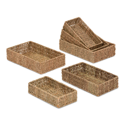 Low Level Shallow Rectangle Seagrass Basket Set