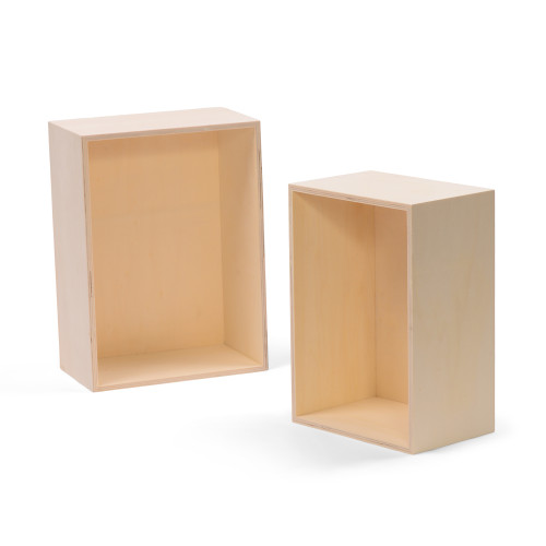 Set of 2 Wooden Craft Rectangular Boxes