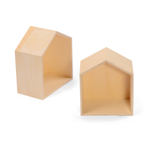Set of 2 Wooden Craft Houses