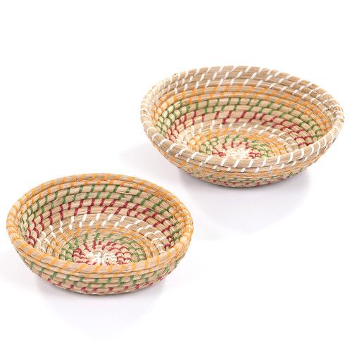 Set of Multi Striped Natural Baskets