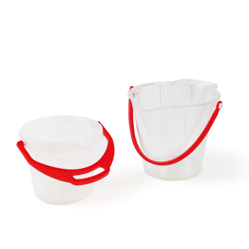 Set of Water play Transparent Buckets with Red Handles