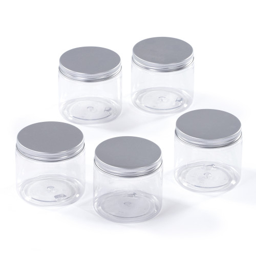 Set of 5 Clear Jars with Lids