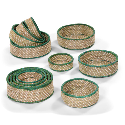 Set of x12 Green Trimmed Baskets