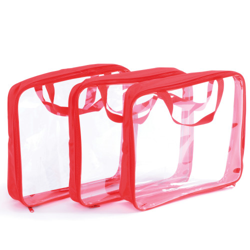 Going Home Bags Large Red Transparent Set of x3