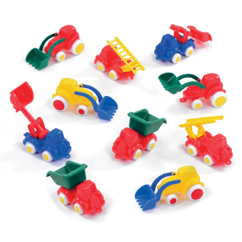 Set of Multicoloured Mini Plastic Construction Vehicles