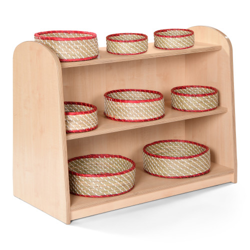 Under 3's Low Level Shelving Unit with Red Trim Basket Set