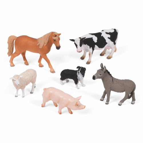 Set of Small World Farm Animals Horse Cow Sheep Pig Donkey and Dog