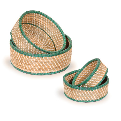 Set of Round Green Trim Baskets
