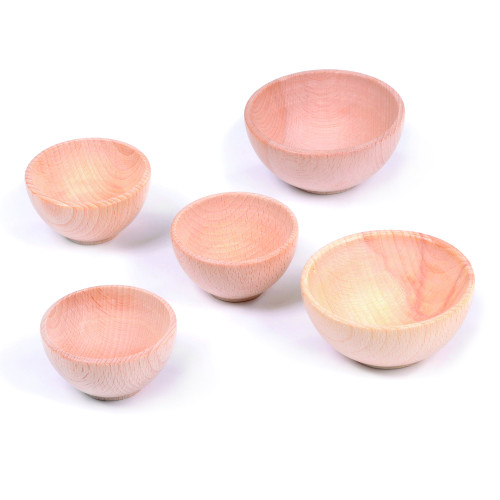 Set of x5 Small Natural Wooden Bowls