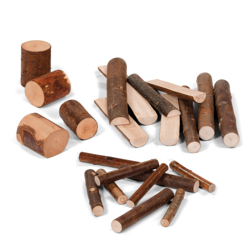 Set of Smooth Natural Wooden Pieces