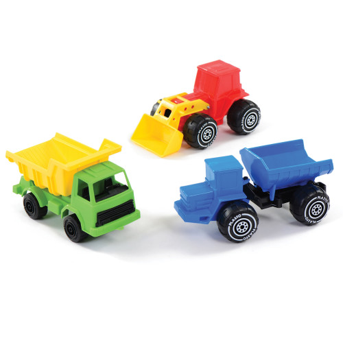 Set of Red Green and Blue Construction Vehicles