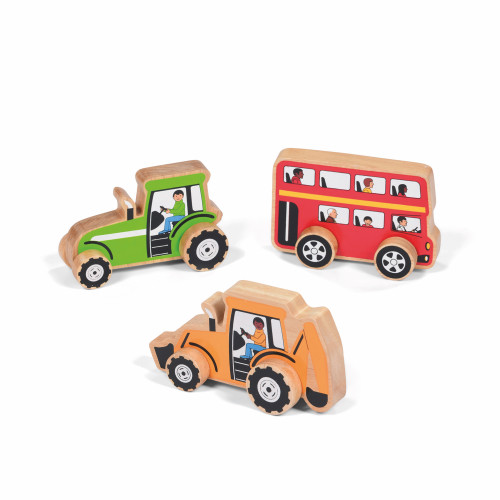 Set of Small World Wooden Work Vehicles