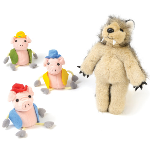 Three Littls Pigs Finger and Hand Puppets Set